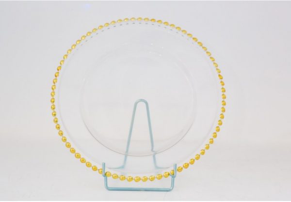 ASSIETTE TRANSPARENTE PERLE OR